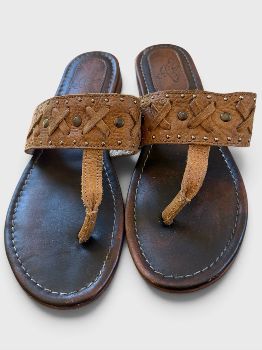 802 freebird Studded Leather Brown Shay Sandals